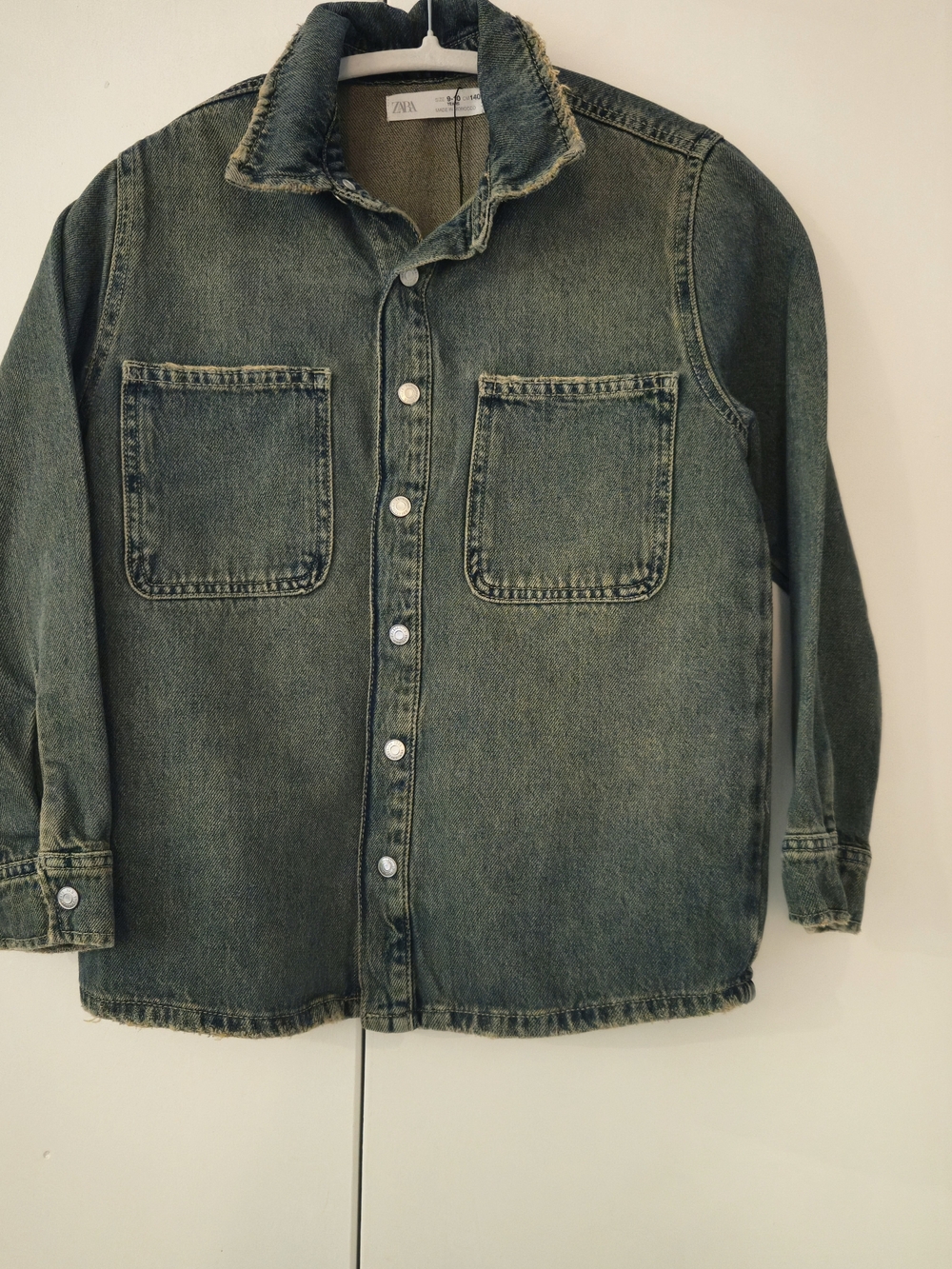 Zara KidsOlive Green Denim Shacket with Chest Pockets